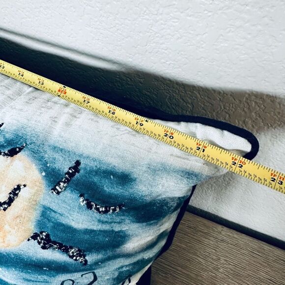 Halloween Haunted House Embroidered Beaded Throw Pillow - Picture 3 of 3